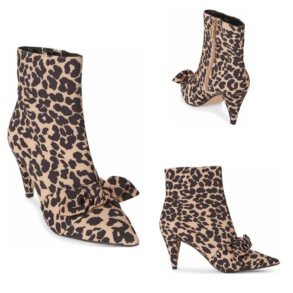 NWOT Isaac Mizrahi Tan Tessa Leopard Ankle Booties - Size 6.5